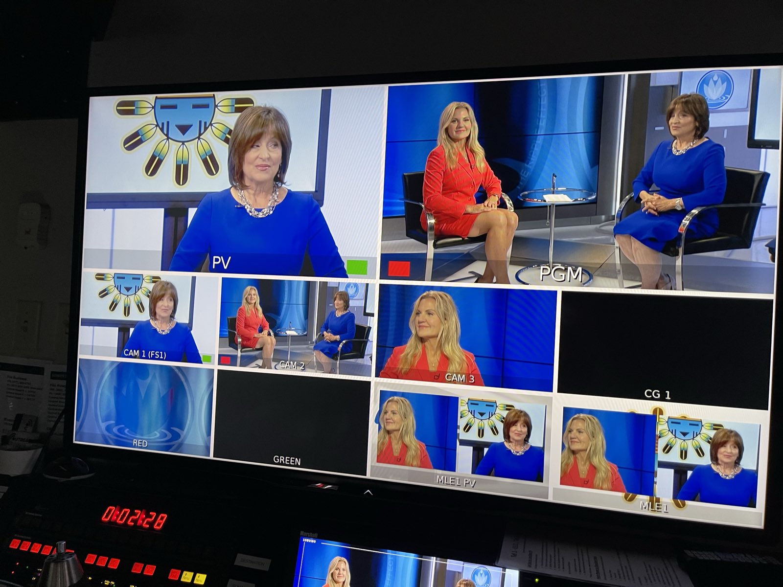 An on-set interview being filmed in the studio